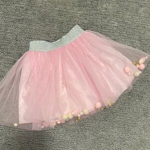 10 for $10🌸Pink Tulle Skirt with Pom Poms